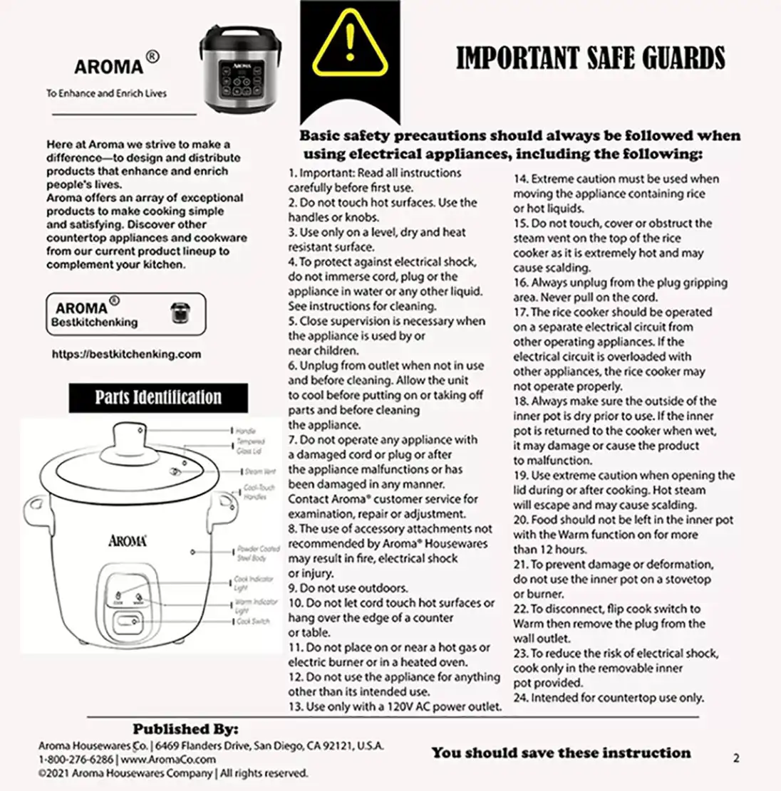 aroma rice cooker safe guards