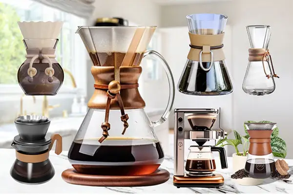 Different types pour over Coffee maker