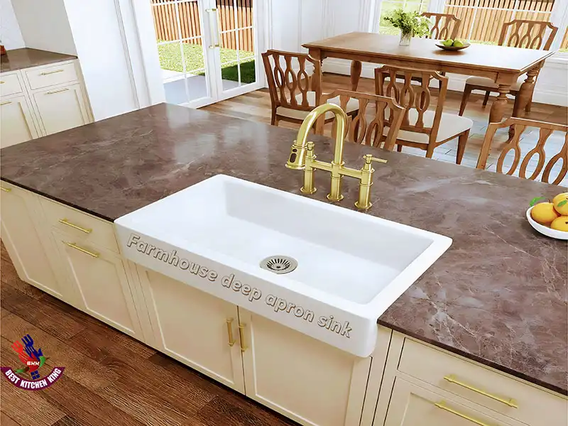 Farmhouse deep apron sink